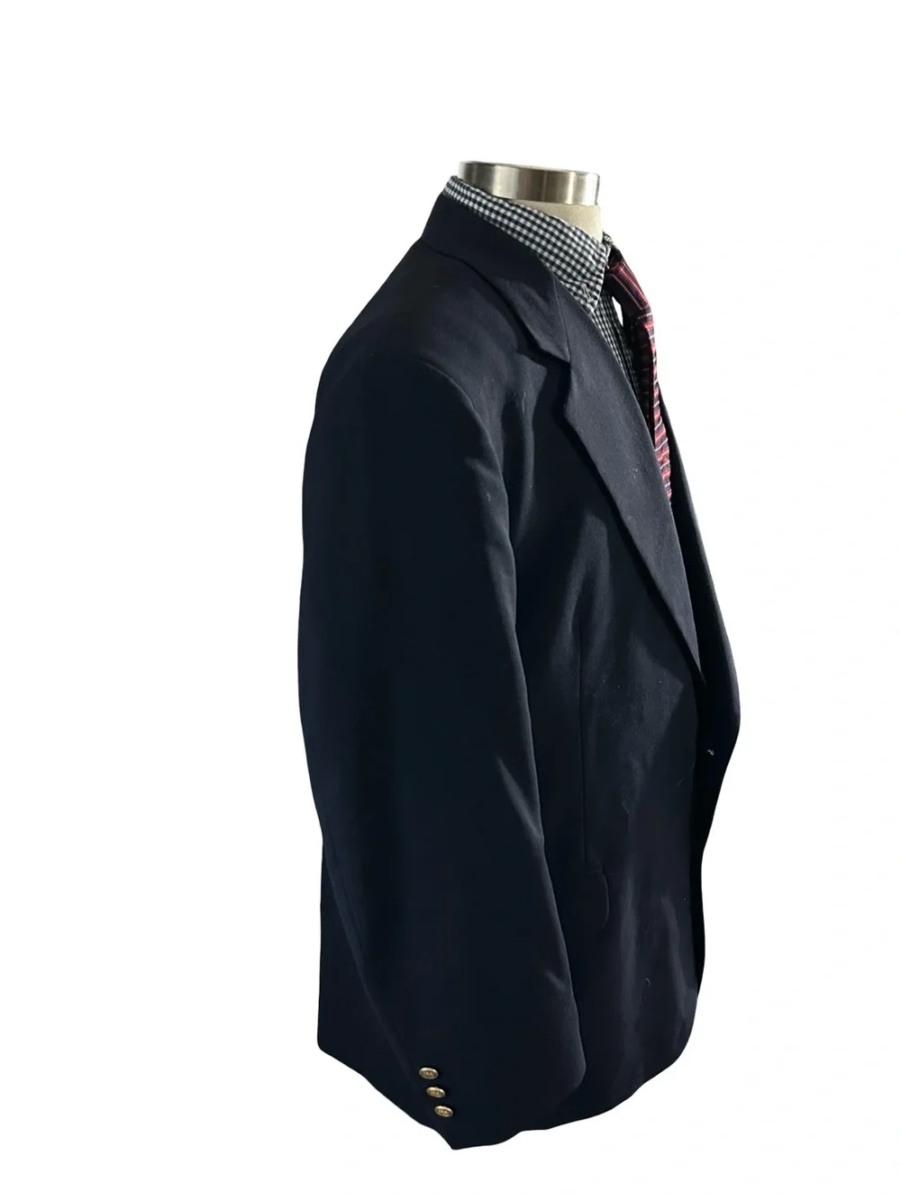 Vtg Stafford Navy Blue Wool Suit Jacket Sports Coat Tailored In USA Sz 46R NWOT